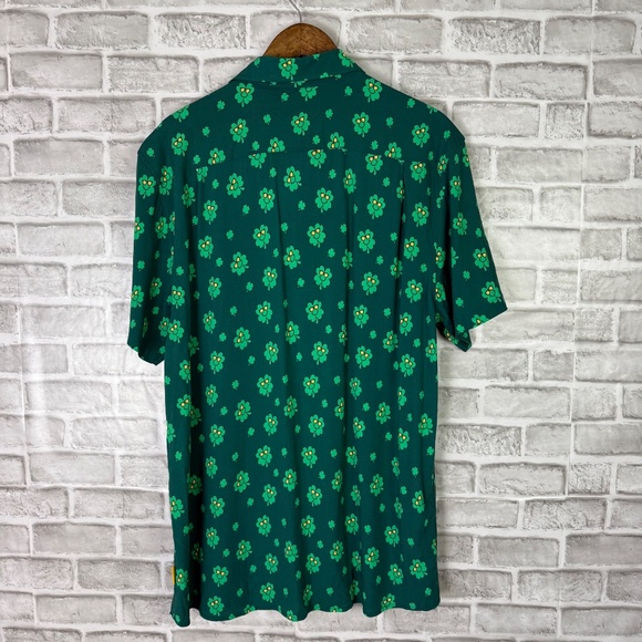 Tipsy Eleves Four Leaf Clover Casual Button Up Shirt Mens XL St. Paddy's Day - Picture 4 of 7